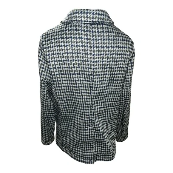 Lands' End Green and Blue Houndstooth Blazer Classic Notched Lapel - Picture 7 of 13